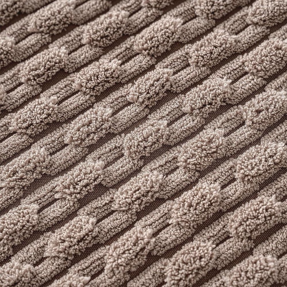 Pompom Tan Stripe Texture Corduroy Farmhouse Cute Luxury Soft Pillow Cover Set - Picture 4 of 7